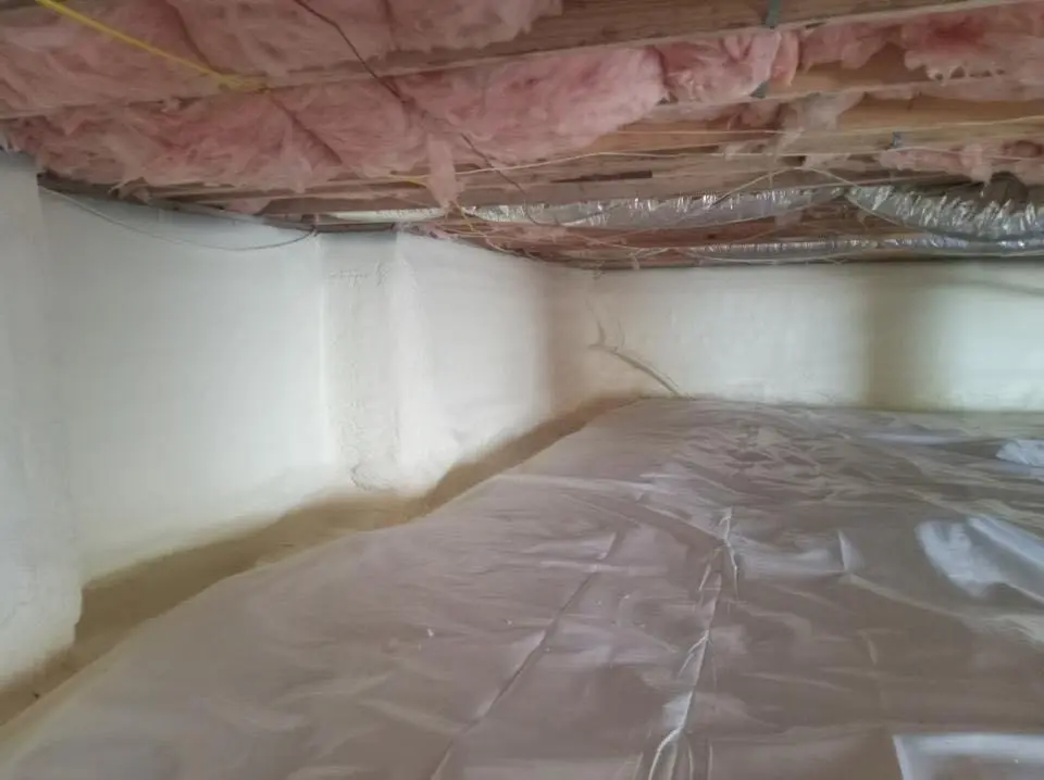 Crawl space encapsulation with closed-cell spray foam for Commercial Roof Restoration in Wilmette